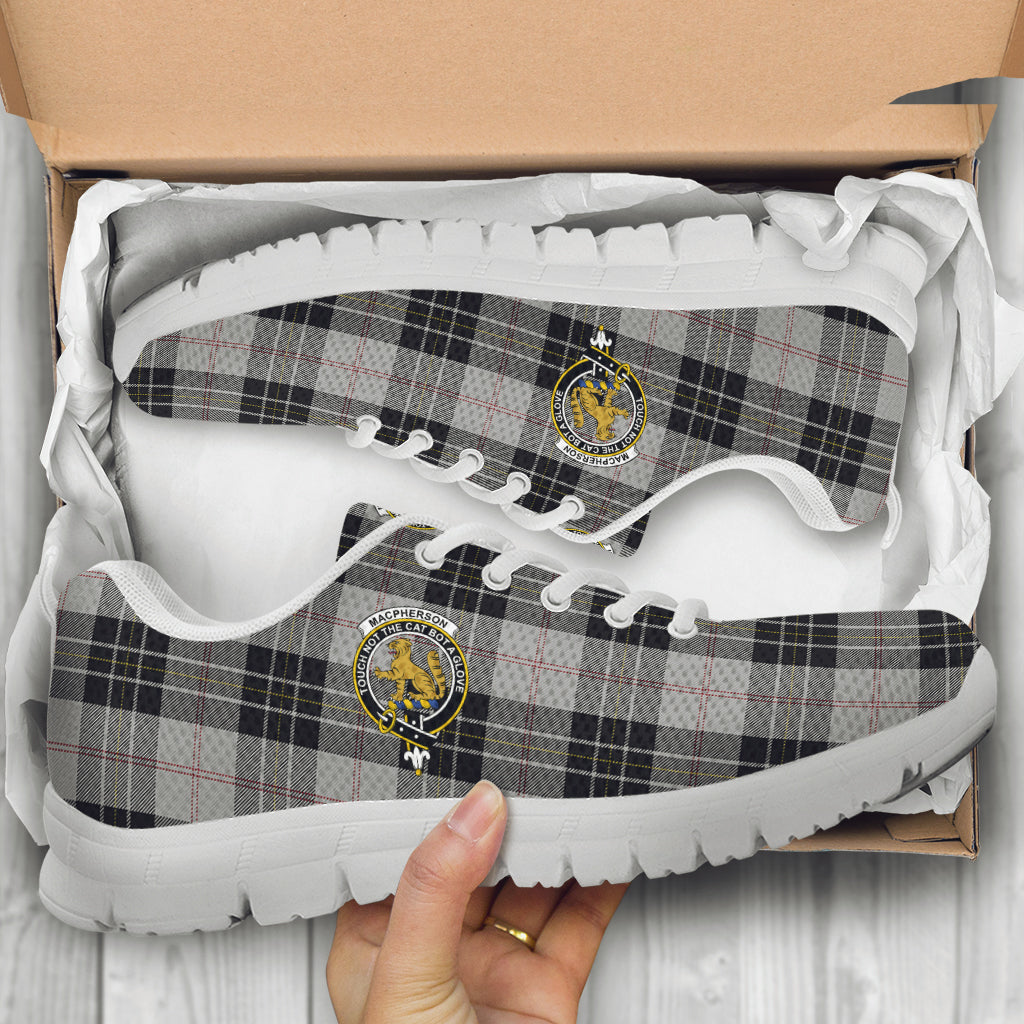 MacPherson Dress Tartan Sneakers with Family Crest - Tartan Vibes Clothing