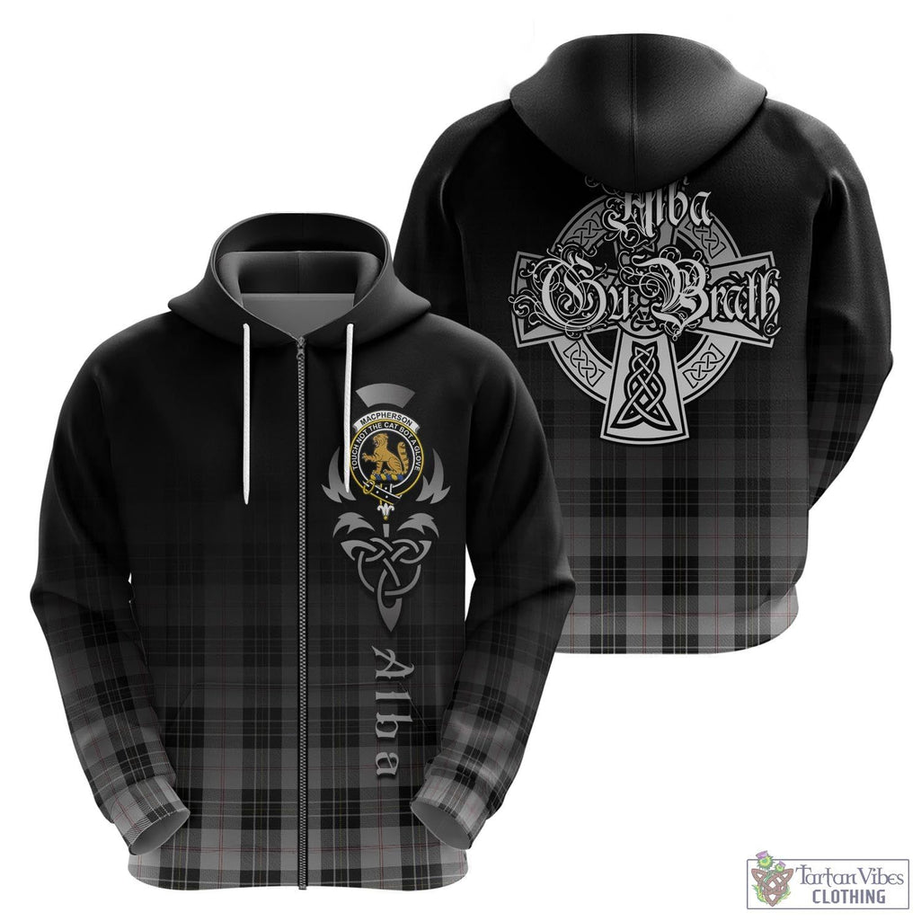 Tartan Vibes Clothing MacPherson Dress Tartan Hoodie Featuring Alba Gu Brath Family Crest Celtic Inspired