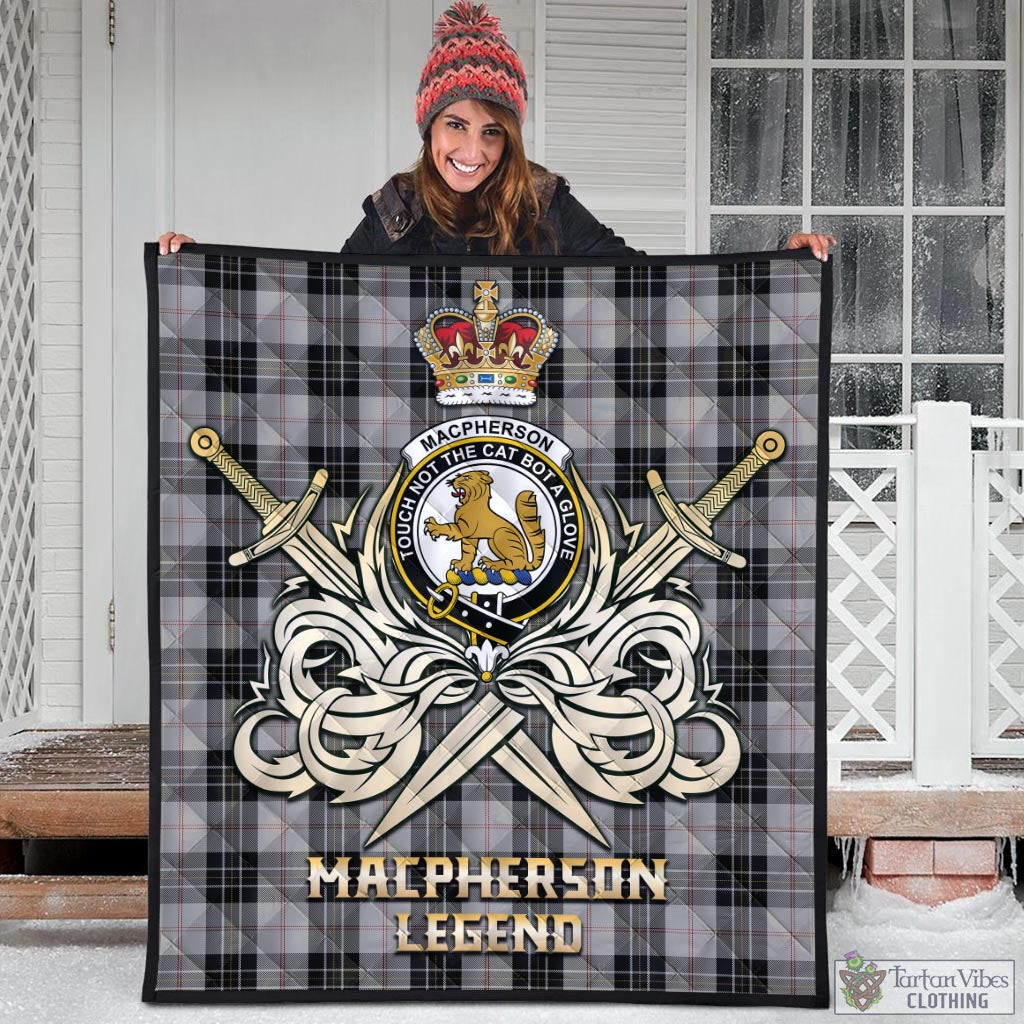 Tartan Vibes Clothing MacPherson Dress Tartan Quilt with Clan Crest and the Golden Sword of Courageous Legacy