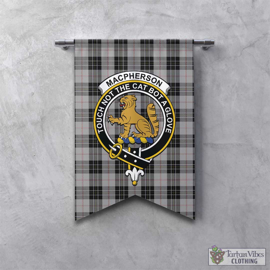 Tartan Vibes Clothing MacPherson Dress Tartan Gonfalon, Tartan Banner with Family Crest