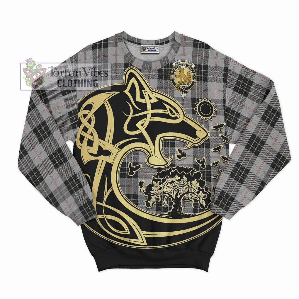 MacPherson Dress Tartan Sweatshirt with Family Crest Celtic Wolf Style - Tartan Vibes Clothing