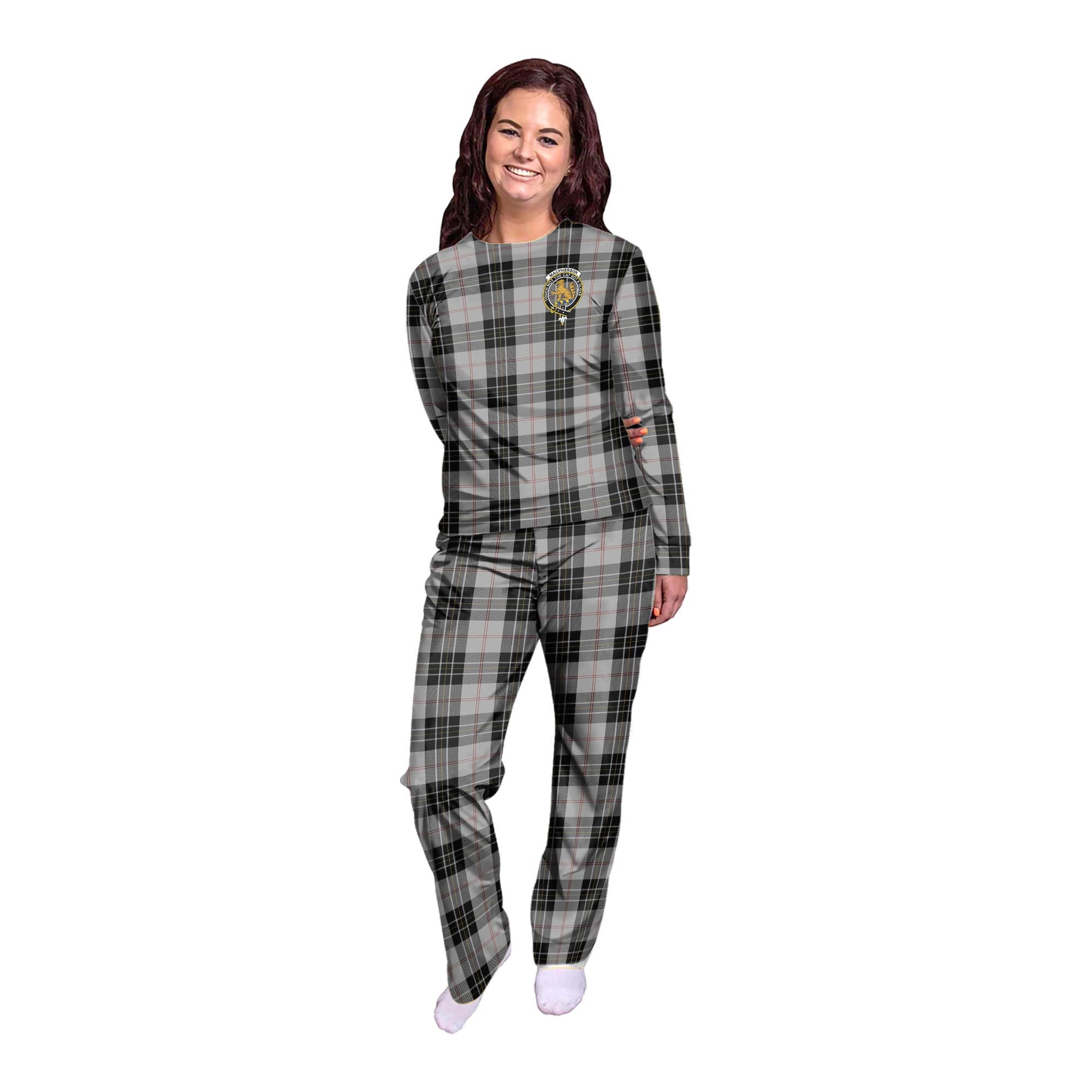 MacPherson Dress Tartan Pajamas Family Set with Family Crest - Tartanvibesclothing