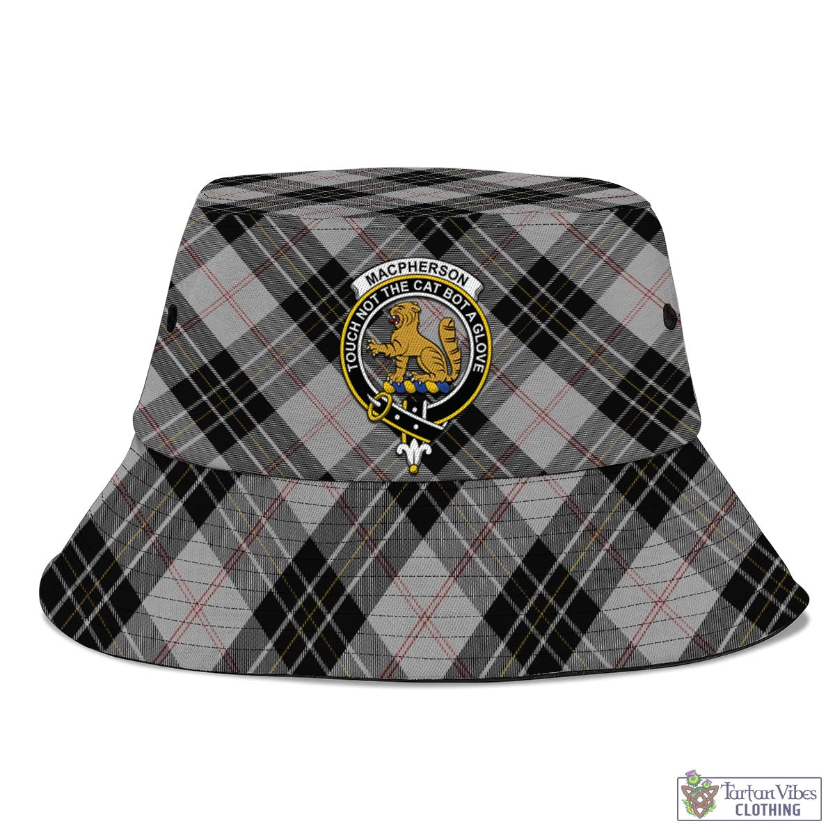 Tartan Vibes Clothing MacPherson Dress Tartan Bucket Hat with Family Crest