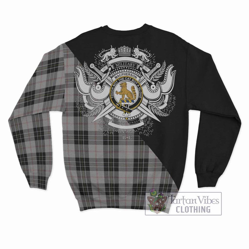 MacPherson Dress Tartan Sweatshirt with Family Crest and Military Logo Style - Tartanvibesclothing Shop