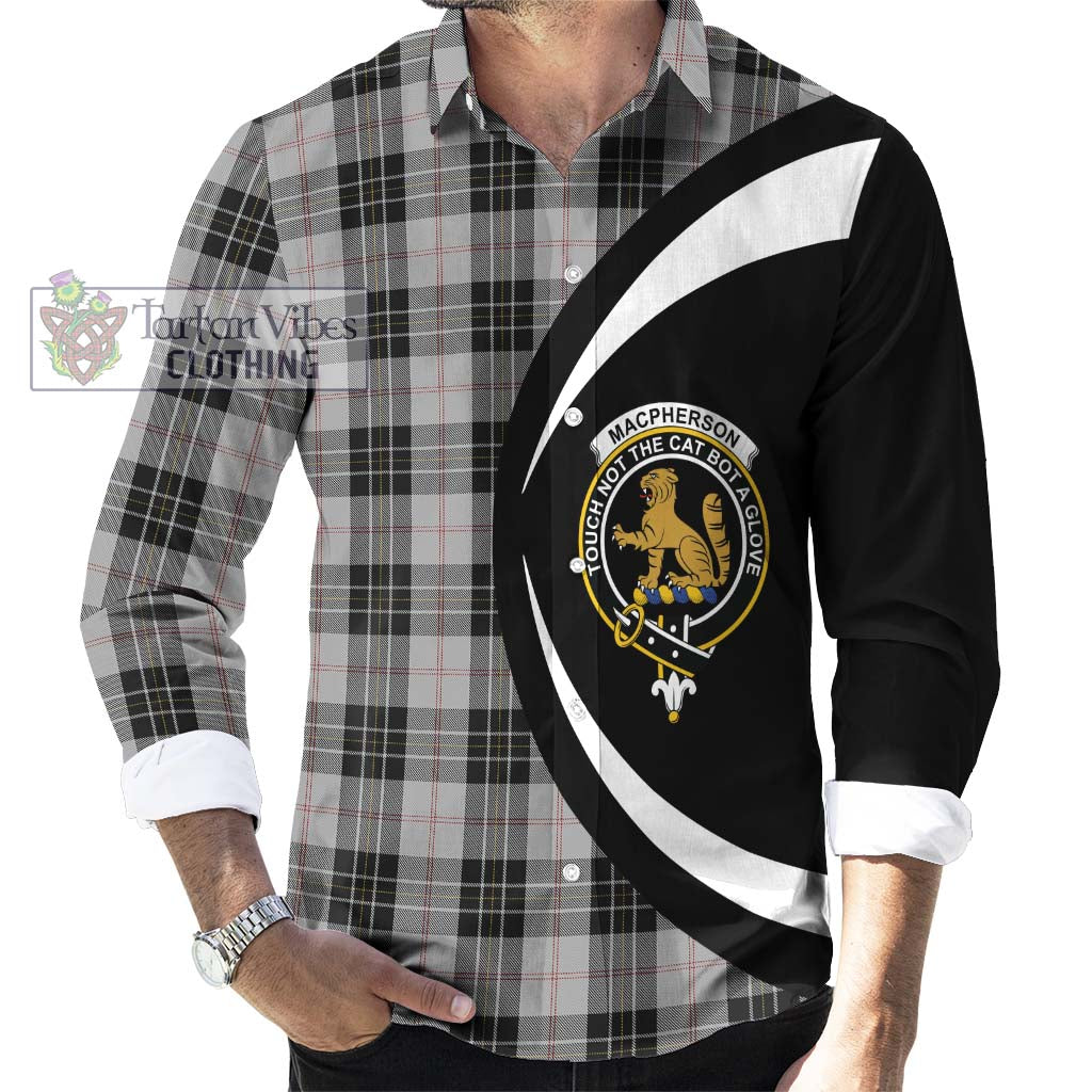 MacPherson Dress Tartan Long Sleeve Button Up with Family Crest Circle Style - Tartan Vibes Clothing