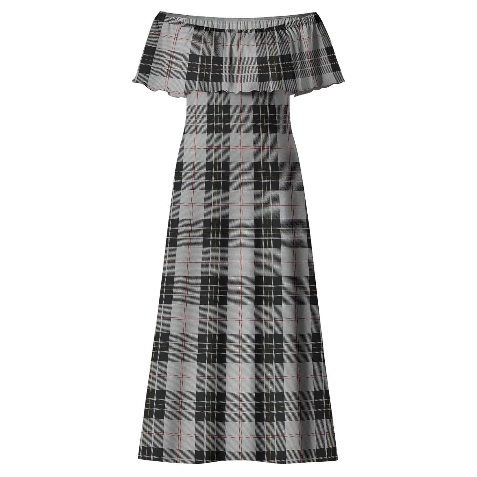 MacPherson Dress Tartan Off Shoulder Long Dress - Tartanvibesclothing