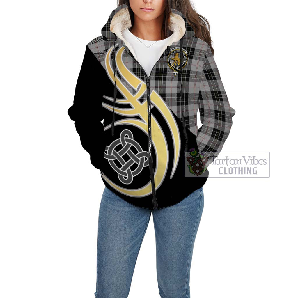 MacPherson Dress Tartan Sherpa Hoodie with Family Crest and Celtic Symbol Style Unisex - Tartan Vibes Clothing