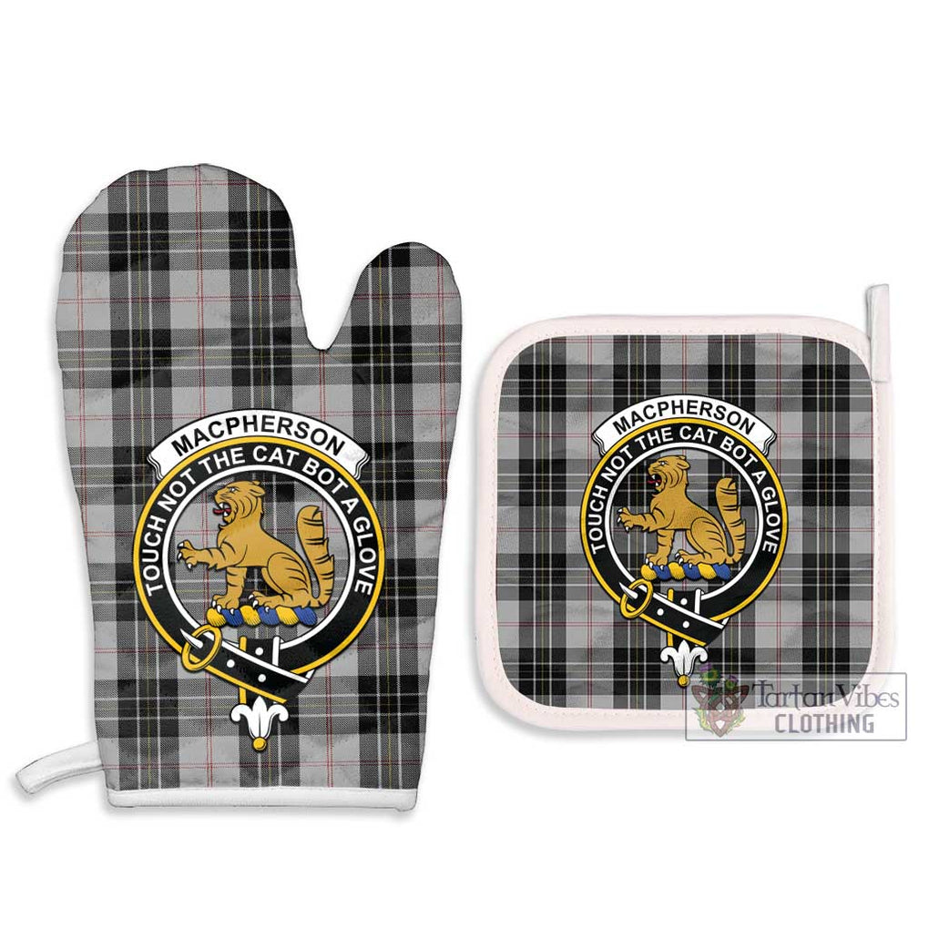 MacPherson Dress Tartan Combo Oven Mitt & Pot-Holder with Family Crest Combo 1 Oven Mitt & 2 Pot-Holder White - Tartan Vibes Clothing