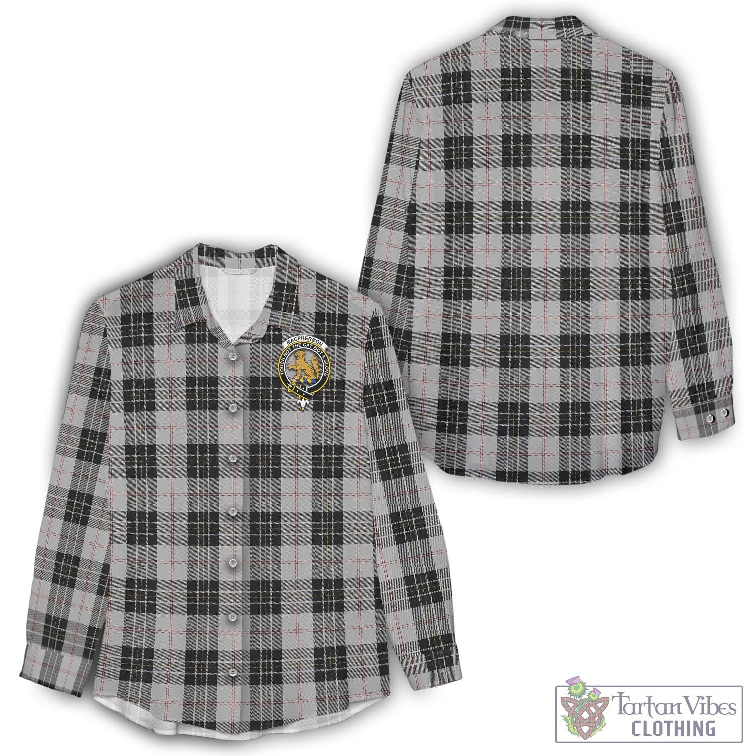 Tartan Vibes Clothing MacPherson Dress Tartan Womens Casual Shirt with Family Crest