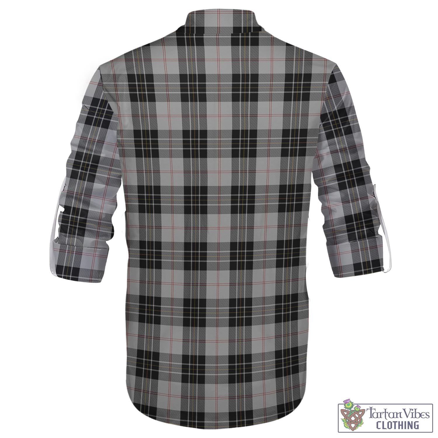 Tartan Vibes Clothing MacPherson Dress Tartan Men's Scottish Traditional Jacobite Ghillie Kilt Shirt with Family Crest