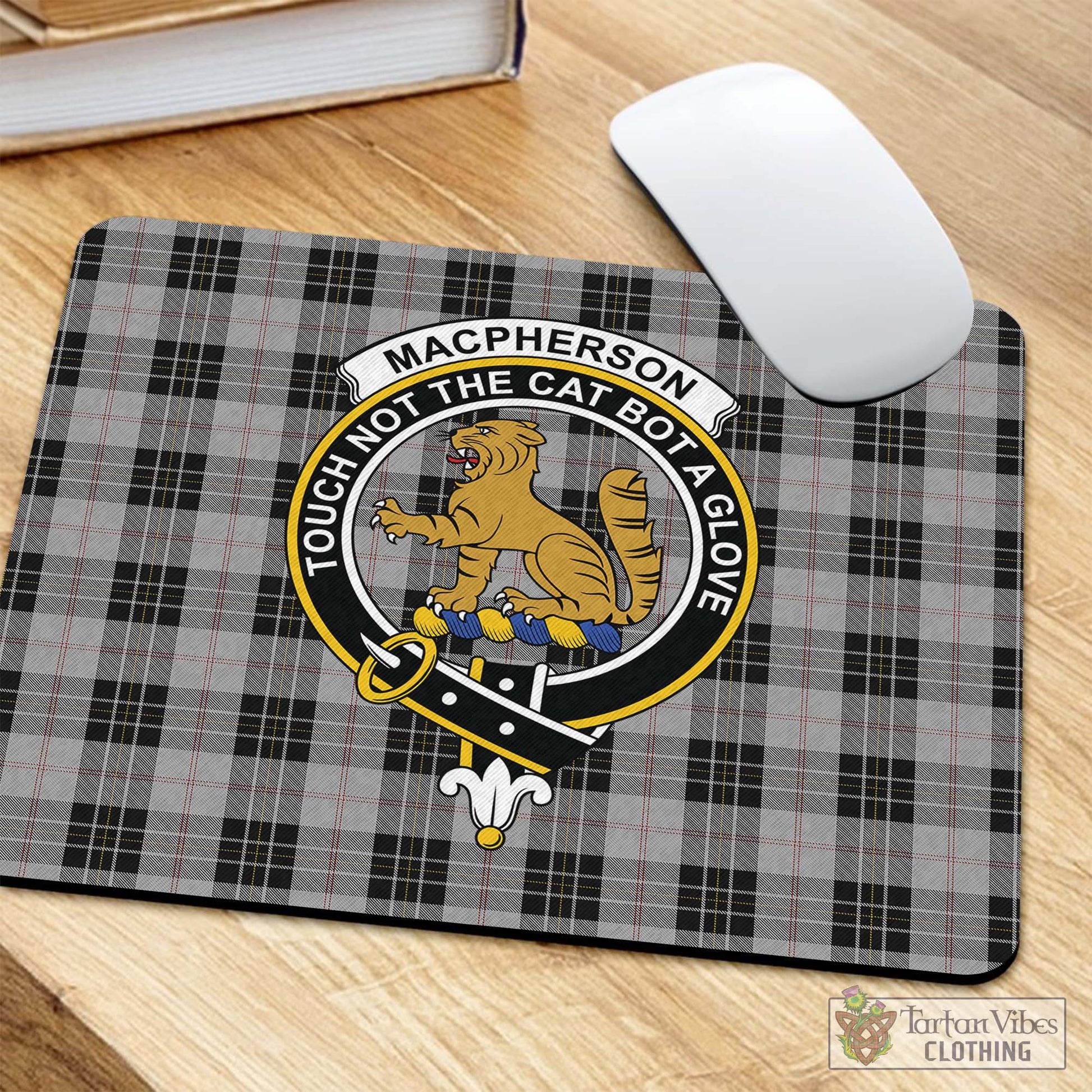 Tartan Vibes Clothing MacPherson Dress Tartan Mouse Pad with Family Crest