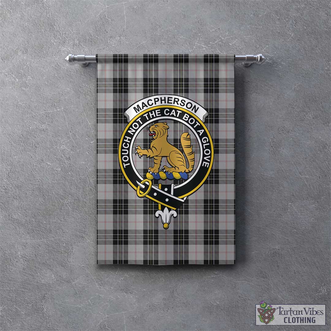 Tartan Vibes Clothing MacPherson Dress Tartan Gonfalon, Tartan Banner with Family Crest