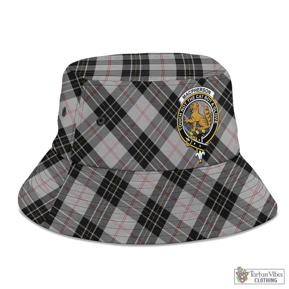 Tartan Vibes Clothing MacPherson Dress Tartan Bucket Hat with Family Crest