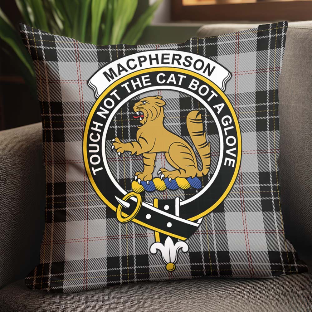 MacPherson Dress Tartan Pillow Cover with Family Crest - Tartanvibesclothing