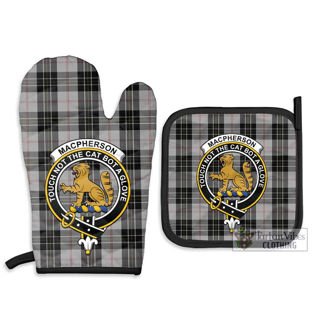 MacPherson Dress Tartan Combo Oven Mitt & Pot-Holder with Family Crest Combo 1 Oven Mitt & 2 Pot-Holder Black - Tartan Vibes Clothing