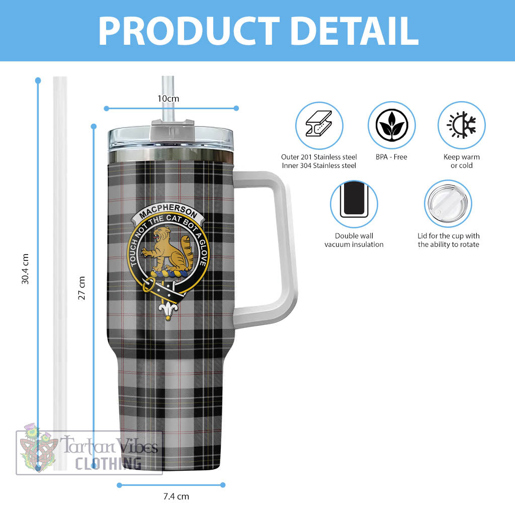 Tartan Vibes Clothing MacPherson Dress Tartan and Family Crest Tumbler with Handle