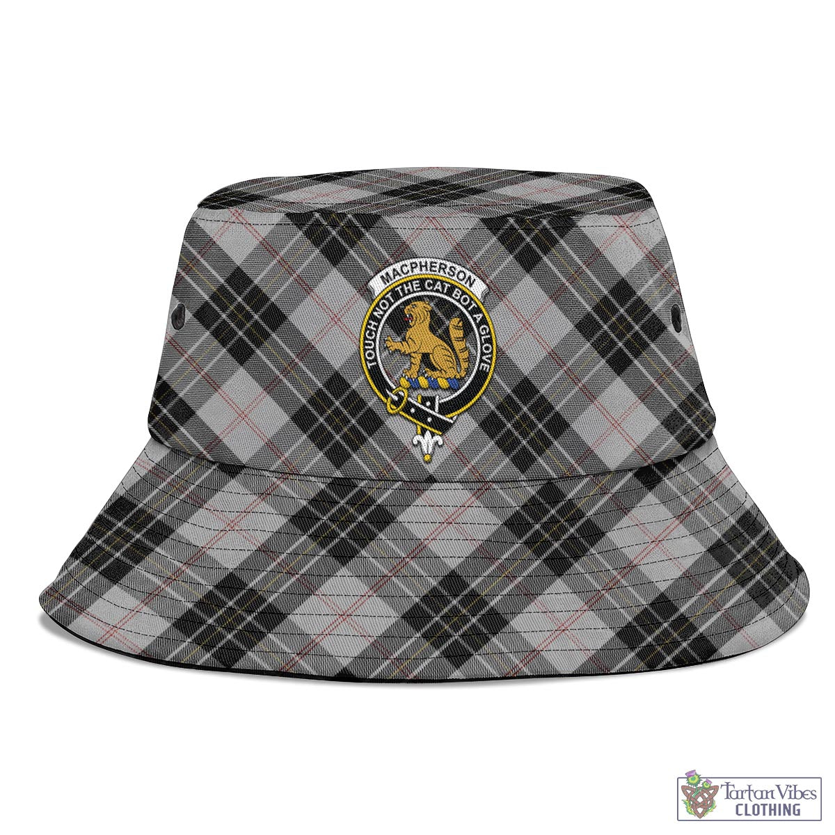 Tartan Vibes Clothing MacPherson Dress Tartan Bucket Hat with Family Crest