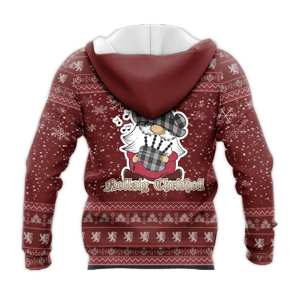 MacPherson Dress Clan Christmas Knitted Hoodie with Funny Gnome Playing Bagpipes - Tartanvibesclothing