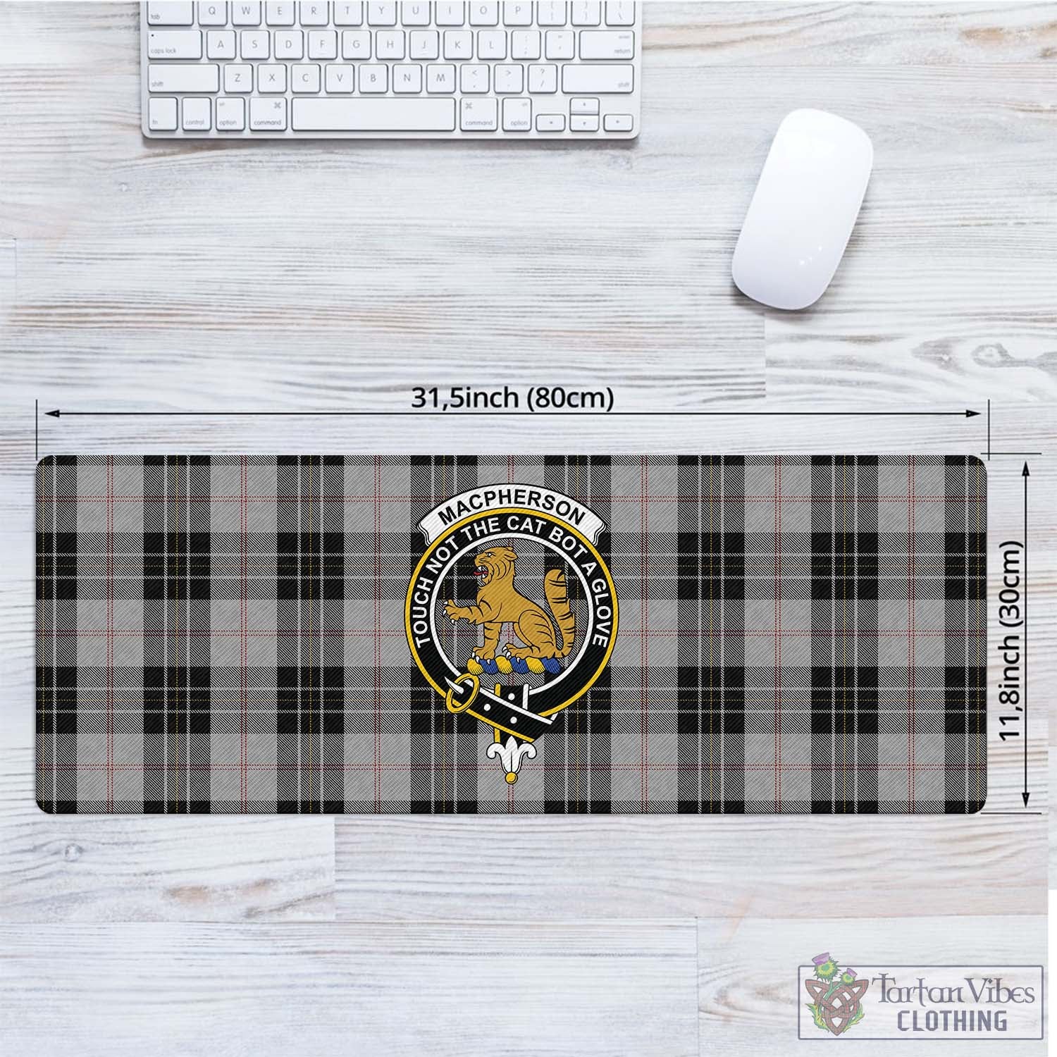 Tartan Vibes Clothing MacPherson Dress Tartan Mouse Pad with Family Crest