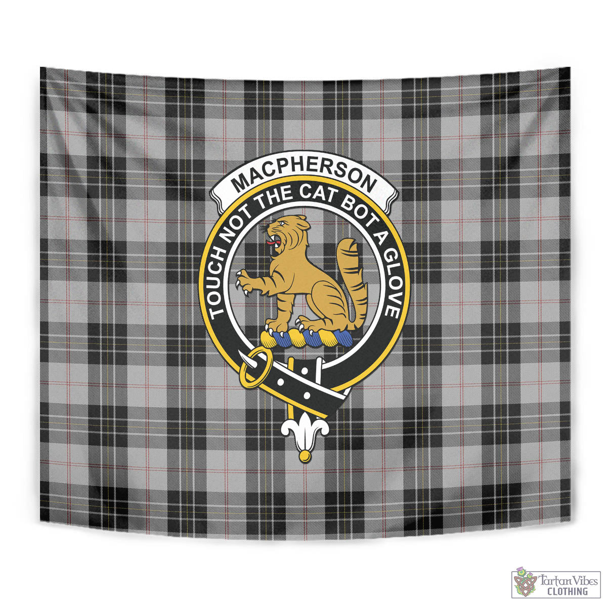 Tartan Vibes Clothing MacPherson Dress Tartan Tapestry Wall Hanging and Home Decor for Room with Family Crest