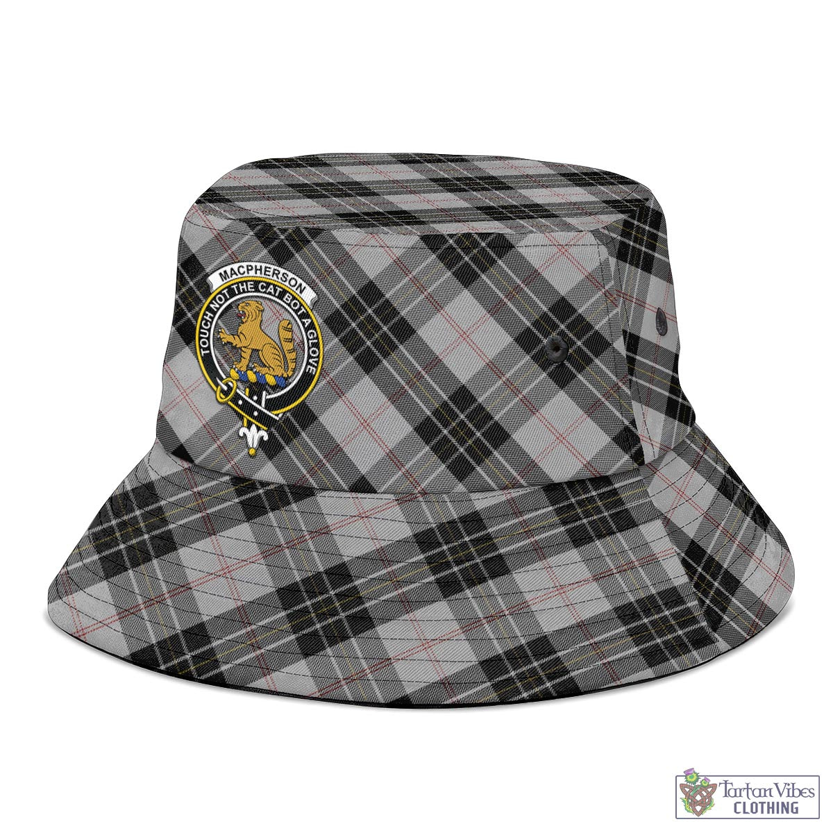 Tartan Vibes Clothing MacPherson Dress Tartan Bucket Hat with Family Crest