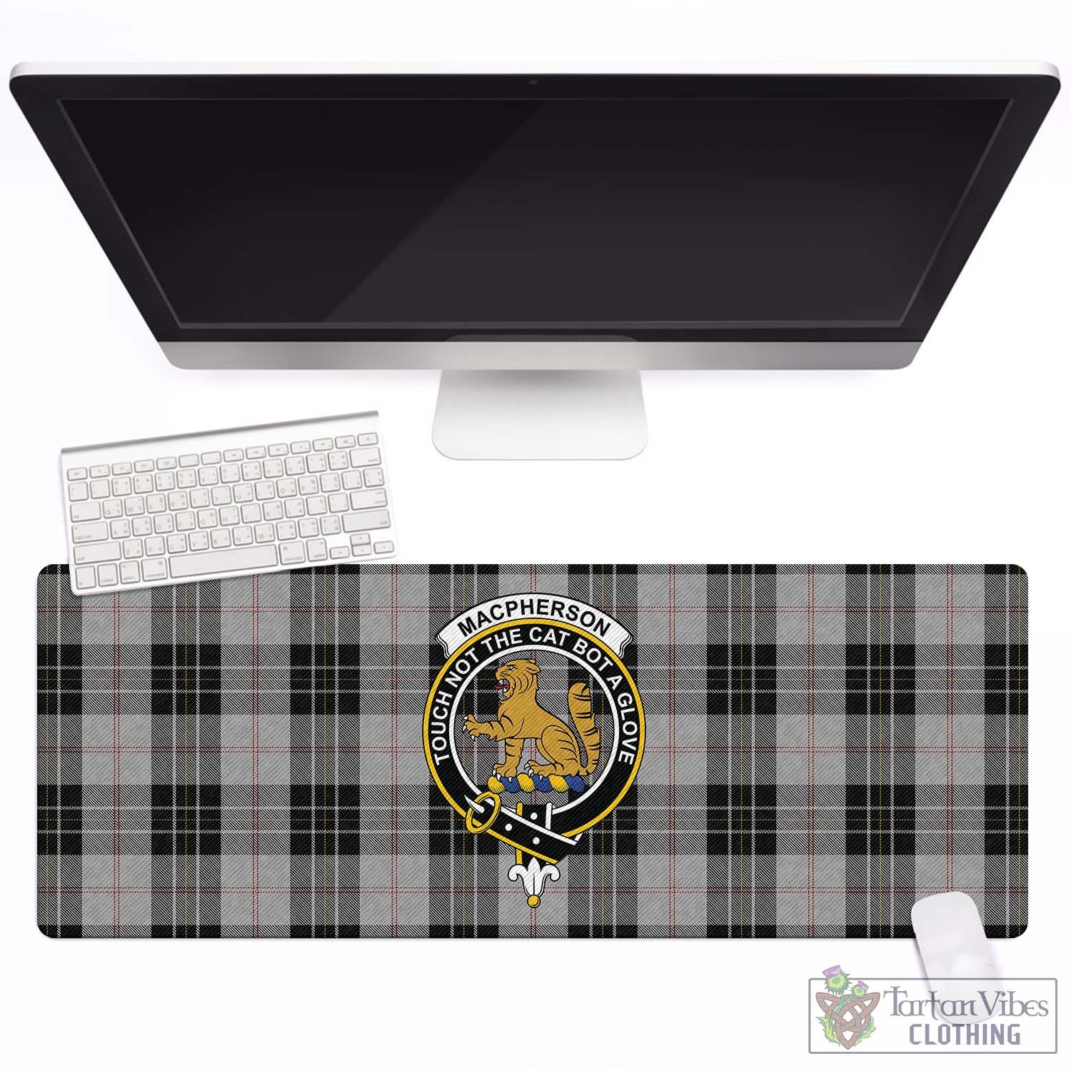 Tartan Vibes Clothing MacPherson Dress Tartan Mouse Pad with Family Crest