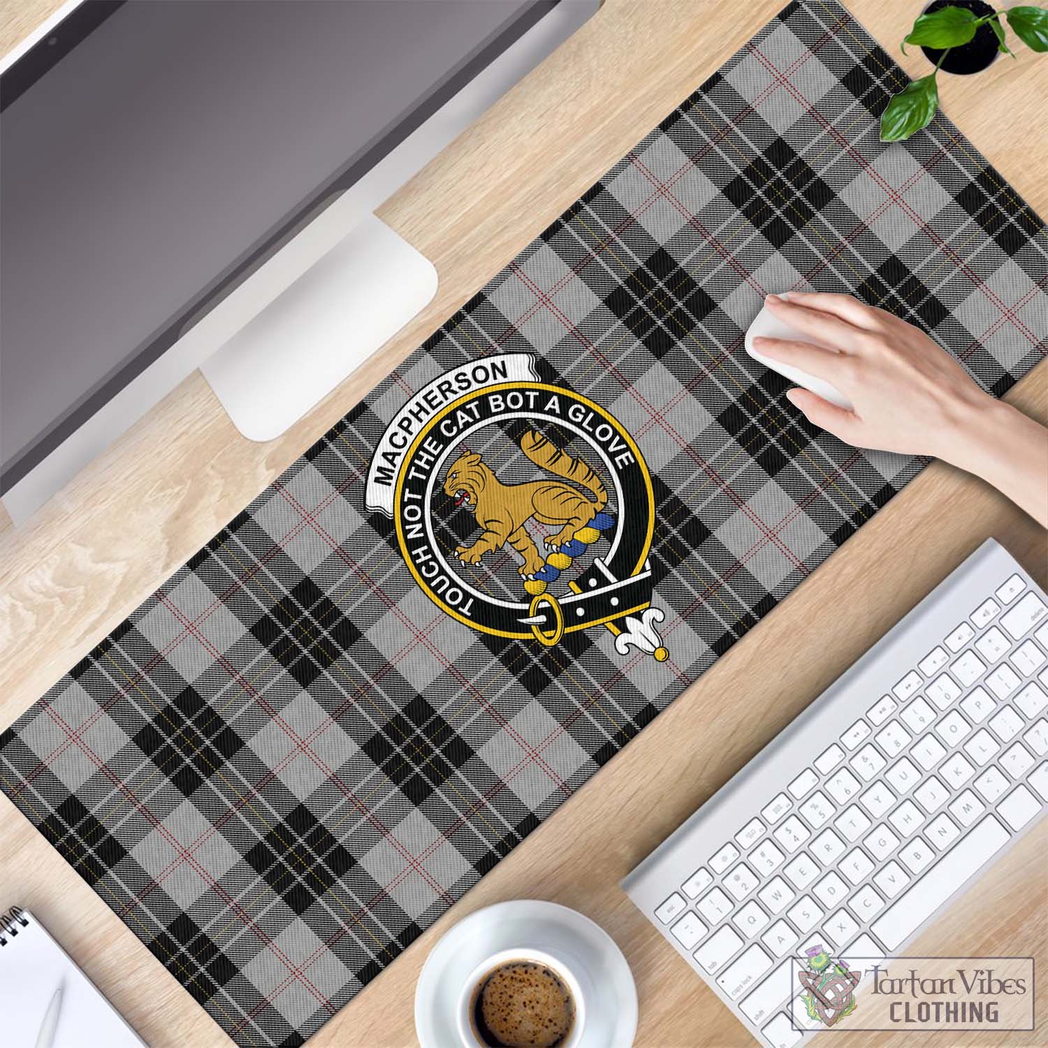 Tartan Vibes Clothing MacPherson Dress Tartan Mouse Pad with Family Crest