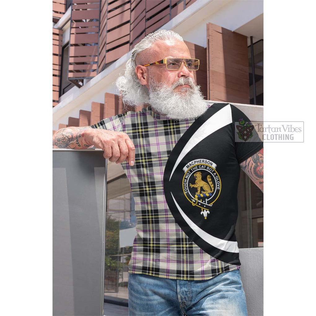 Tartan Vibes Clothing MacPherson Dress Ancient Tartan Cotton T-shirt with Family Crest Circle Style