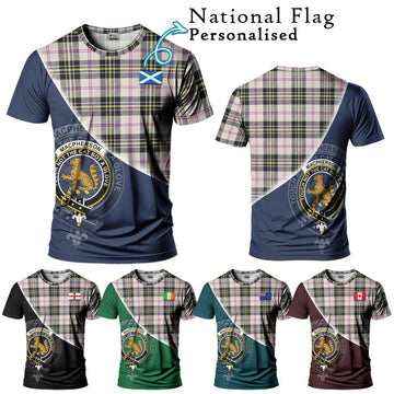 MacPherson Dress Ancient Tartan T-Shirt with Personalised National Flag and Family Crest Half Style