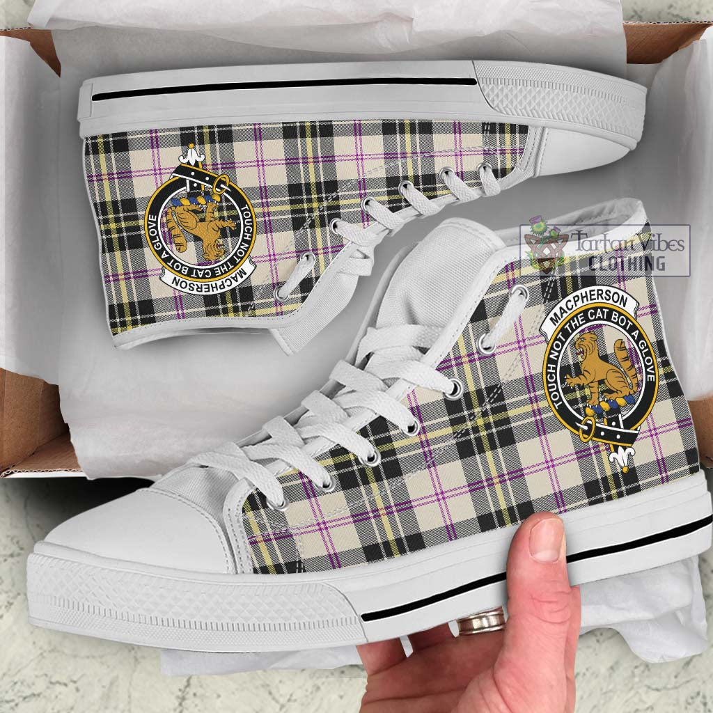 Tartan Vibes Clothing MacPherson Dress Ancient Tartan High Top Shoes with Family Crest