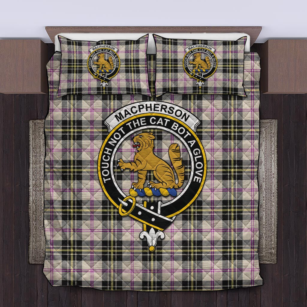 MacPherson Dress Ancient Tartan Quilt Bed Set with Family Crest Twin - Tartanvibesclothing