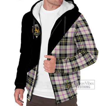 MacPherson Dress Ancient Tartan Sherpa Hoodie with Family Crest and Military Logo Style