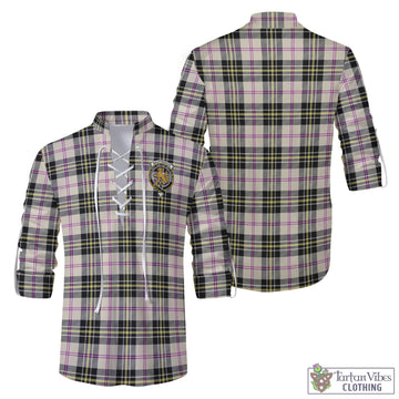 MacPherson Dress Ancient Tartan Men's Scottish Traditional Jacobite Ghillie Kilt Shirt with Family Crest