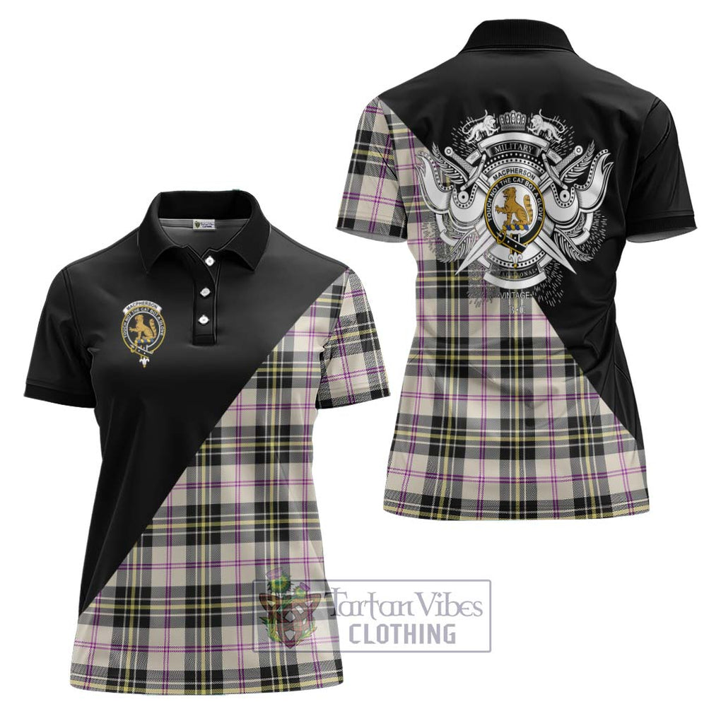 MacPherson Dress Ancient Tartan Women's Polo Shirt with Family Crest and Military Logo Style Women - Tartanvibesclothing Shop