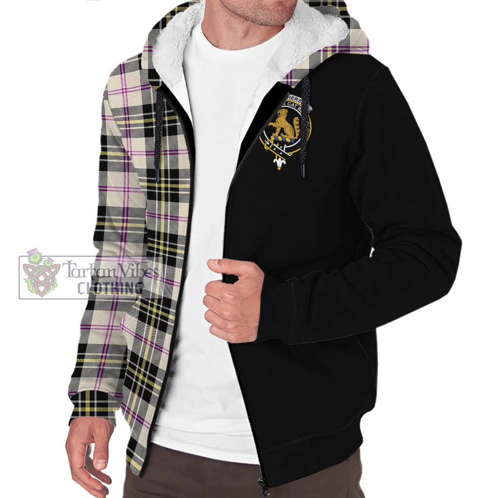 MacPherson Dress Ancient Tartan Sherpa Hoodie with Family Crest and Half Of Me Style Unisex S - Tartanvibesclothing Shop