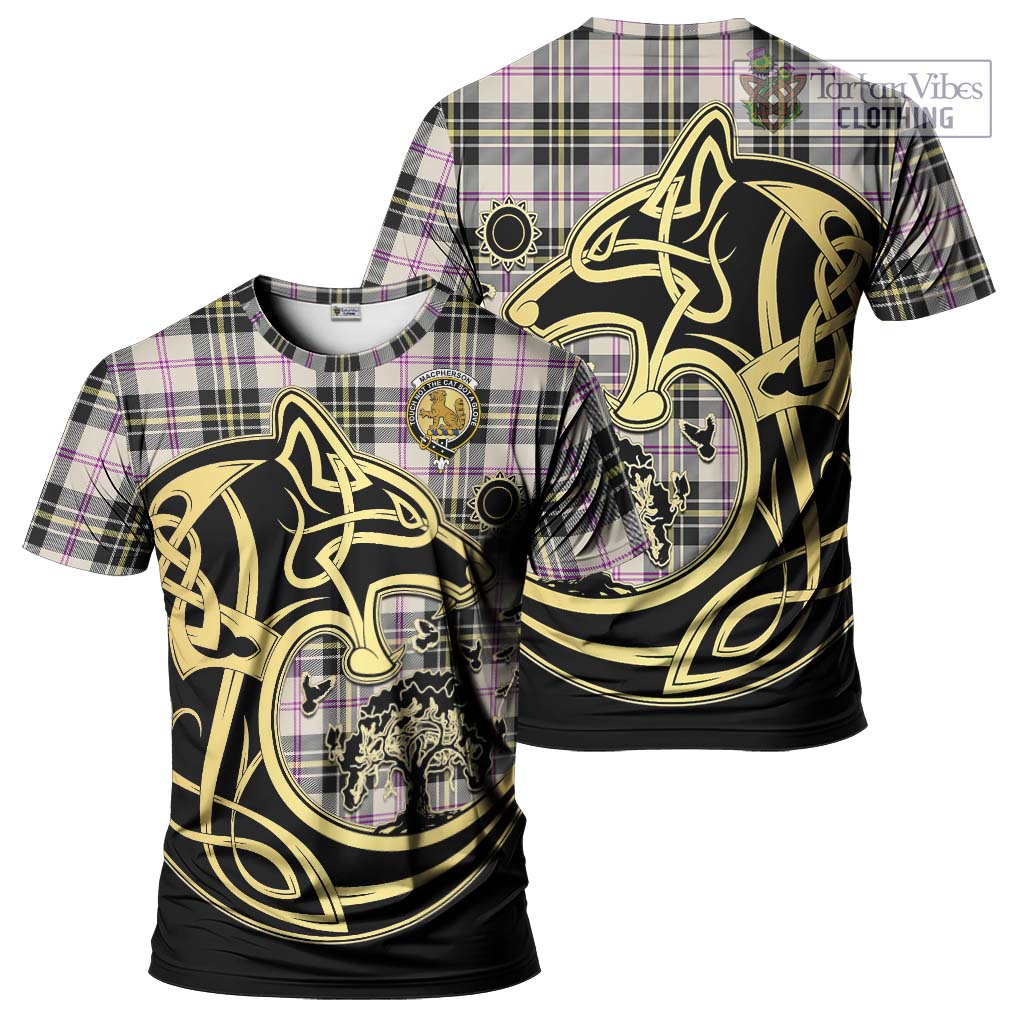 Tartan Vibes Clothing MacPherson Dress Ancient Tartan T-Shirt with Family Crest Celtic Wolf Style