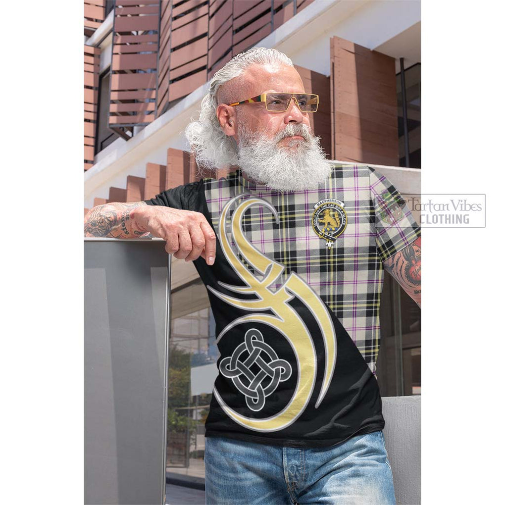 Tartan Vibes Clothing MacPherson Dress Ancient Tartan Cotton T-shirt with Family Crest and Celtic Symbol Style