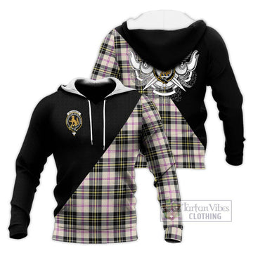 MacPherson Dress Ancient Tartan Knitted Hoodie with Family Crest and Military Logo Style