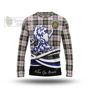 MacPherson Dress Ancient Tartan Long Sleeve T-Shirt with Alba Gu Brath Regal Lion Emblem