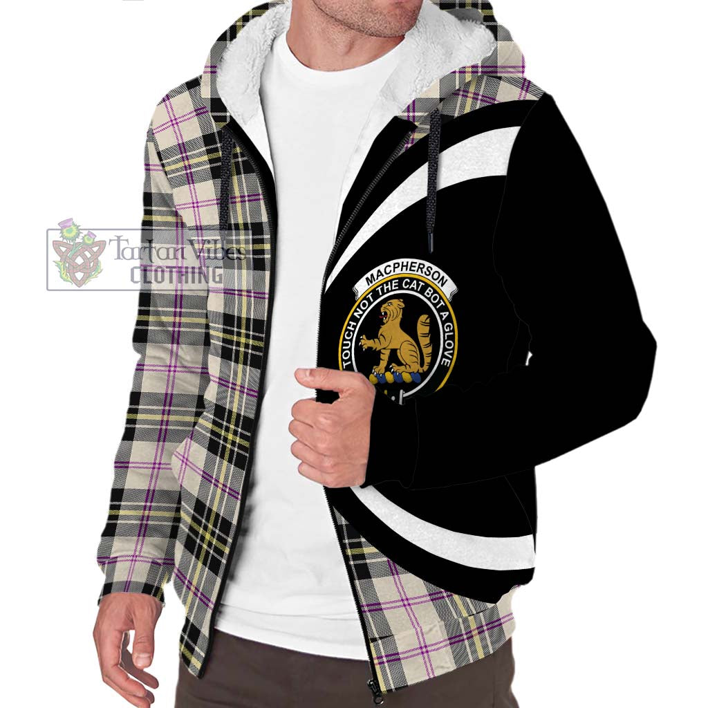 MacPherson Dress Ancient Tartan Sherpa Hoodie with Family Crest Circle Style Unisex S - Tartan Vibes Clothing