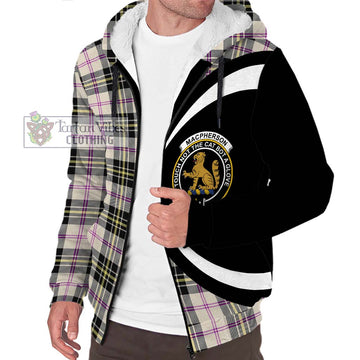 MacPherson Dress Ancient Tartan Sherpa Hoodie with Family Crest Circle Style