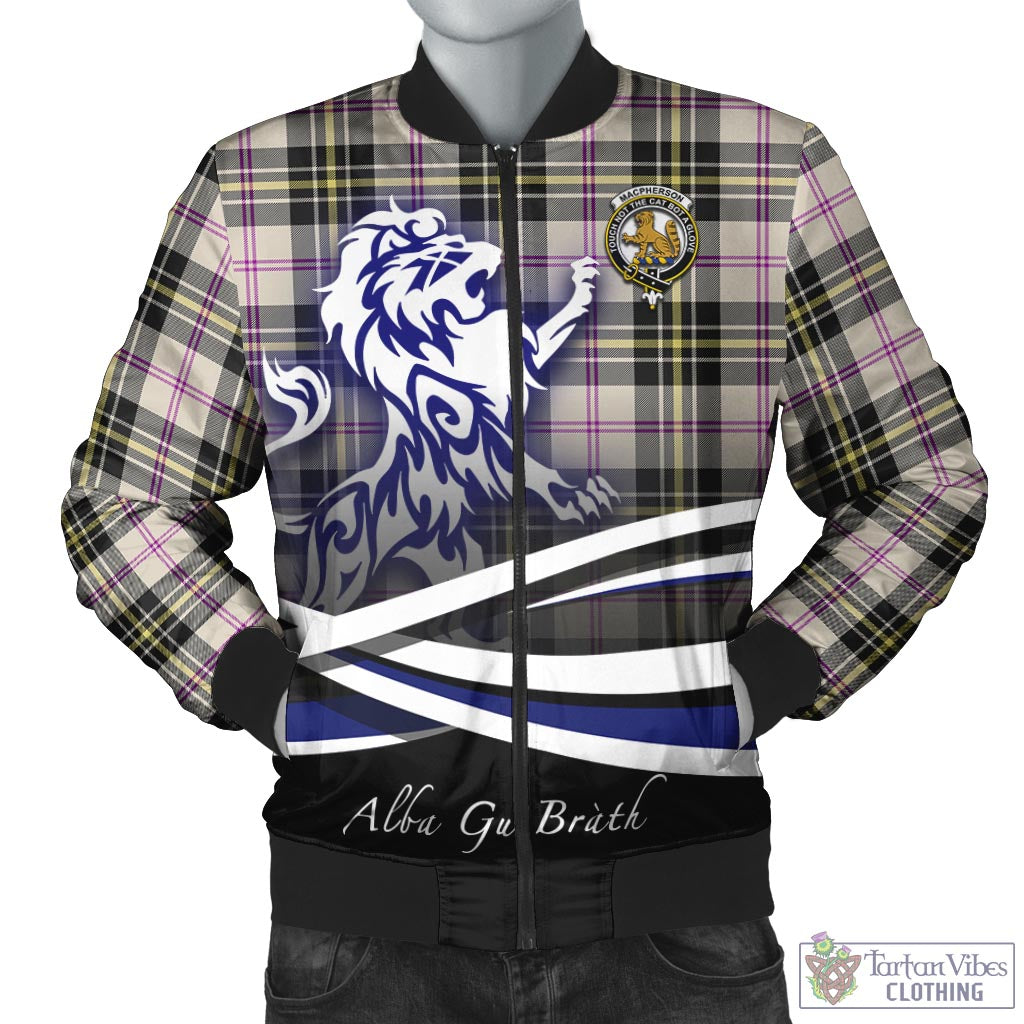 Tartan Vibes Clothing MacPherson Dress Ancient Tartan Bomber Jacket with Alba Gu Brath Regal Lion Emblem