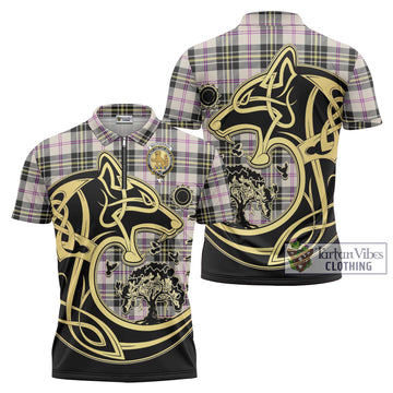MacPherson Dress Ancient Tartan Zipper Polo Shirt with Family Crest Celtic Wolf Style