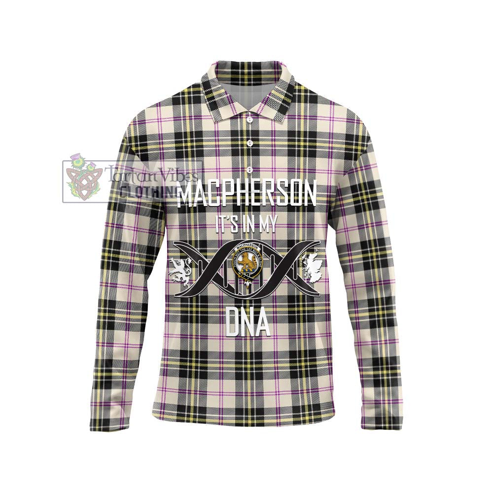 Tartan Vibes Clothing MacPherson Dress Ancient Tartan Long Sleeve Polo Shirt with Family Crest DNA In Me Style