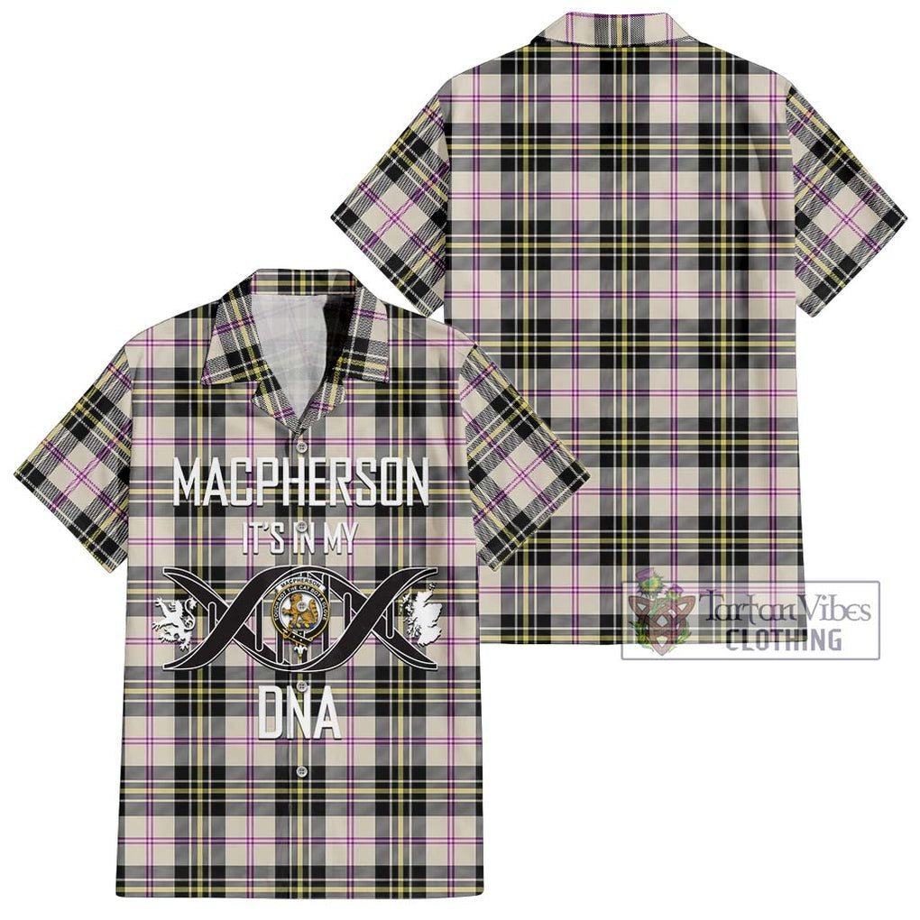 MacPherson Dress Ancient Tartan Short Sleeve Button Shirt with Family Crest DNA In Me Style Kid - Tartanvibesclothing Shop