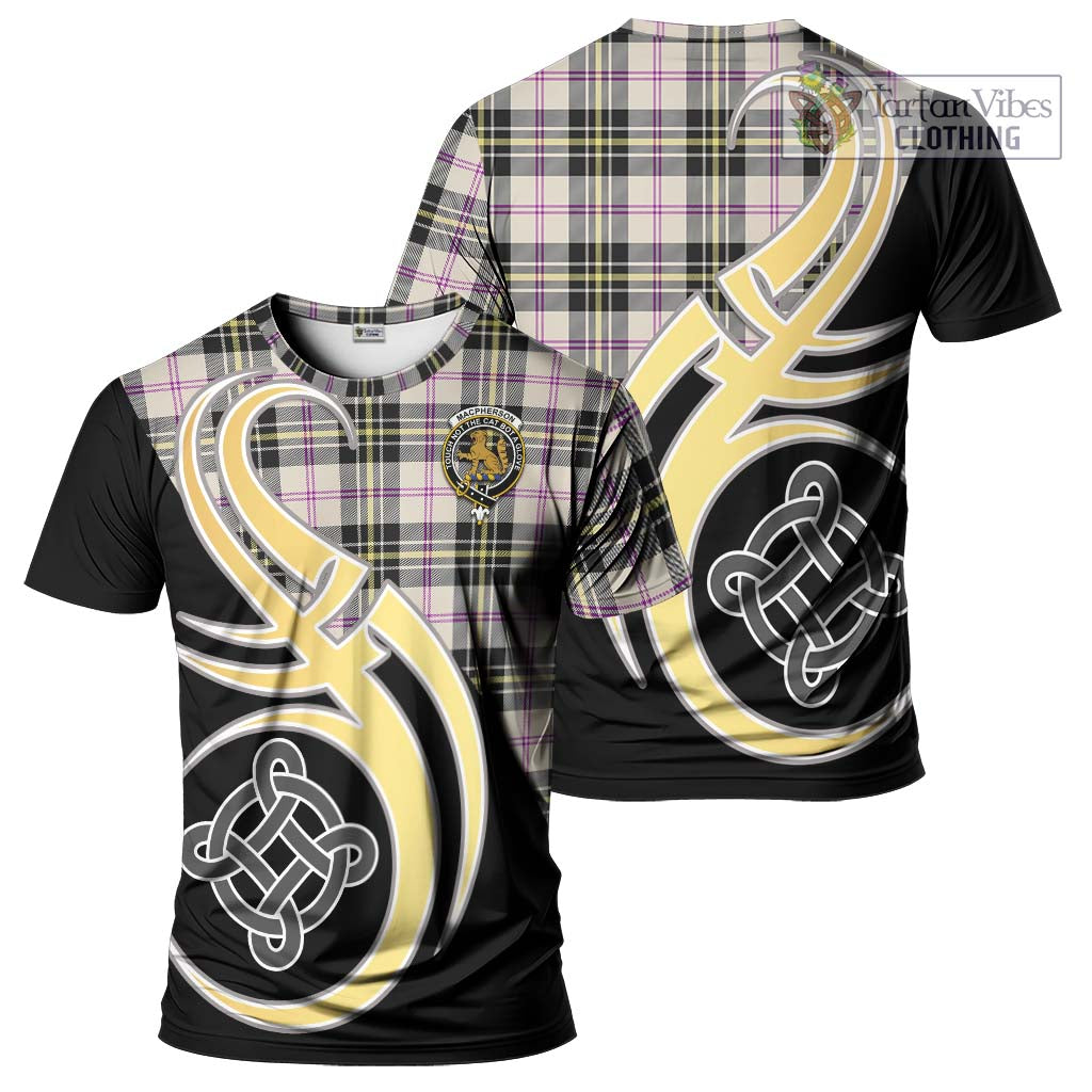 Tartan Vibes Clothing MacPherson Dress Ancient Tartan T-Shirt with Family Crest and Celtic Symbol Style