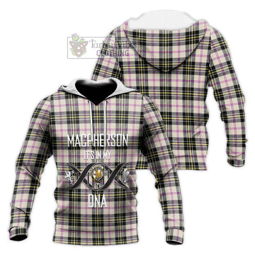 MacPherson Dress Ancient Tartan Knitted Hoodie with Family Crest DNA In Me Style