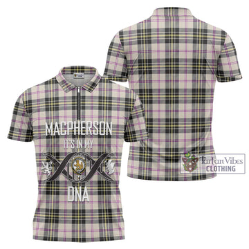 MacPherson Dress Ancient Tartan Zipper Polo Shirt with Family Crest DNA In Me Style