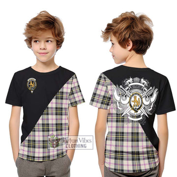 MacPherson Dress Ancient Tartan Kid T-Shirt with Family Crest and Military Logo Style