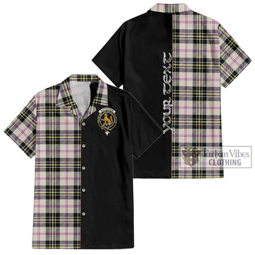 MacPherson Dress Ancient Tartan Short Sleeve Button Shirt with Family Crest and Half Of Me Style